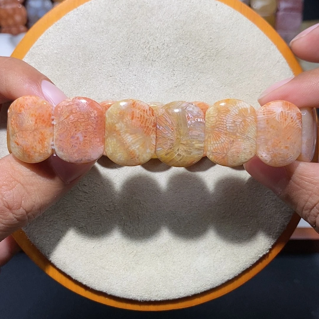 硅化珊瑚（珊瑚玉）手串未镶嵌彩凤尾51