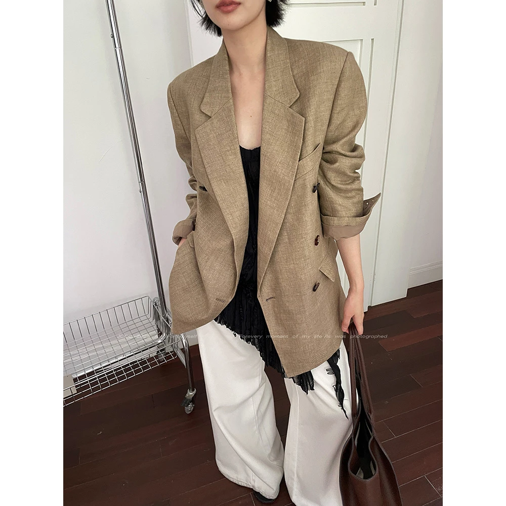 JCCC影子【无界通勤】卡其色老钱100%亚麻“黑标系列”西装JE5GSE10