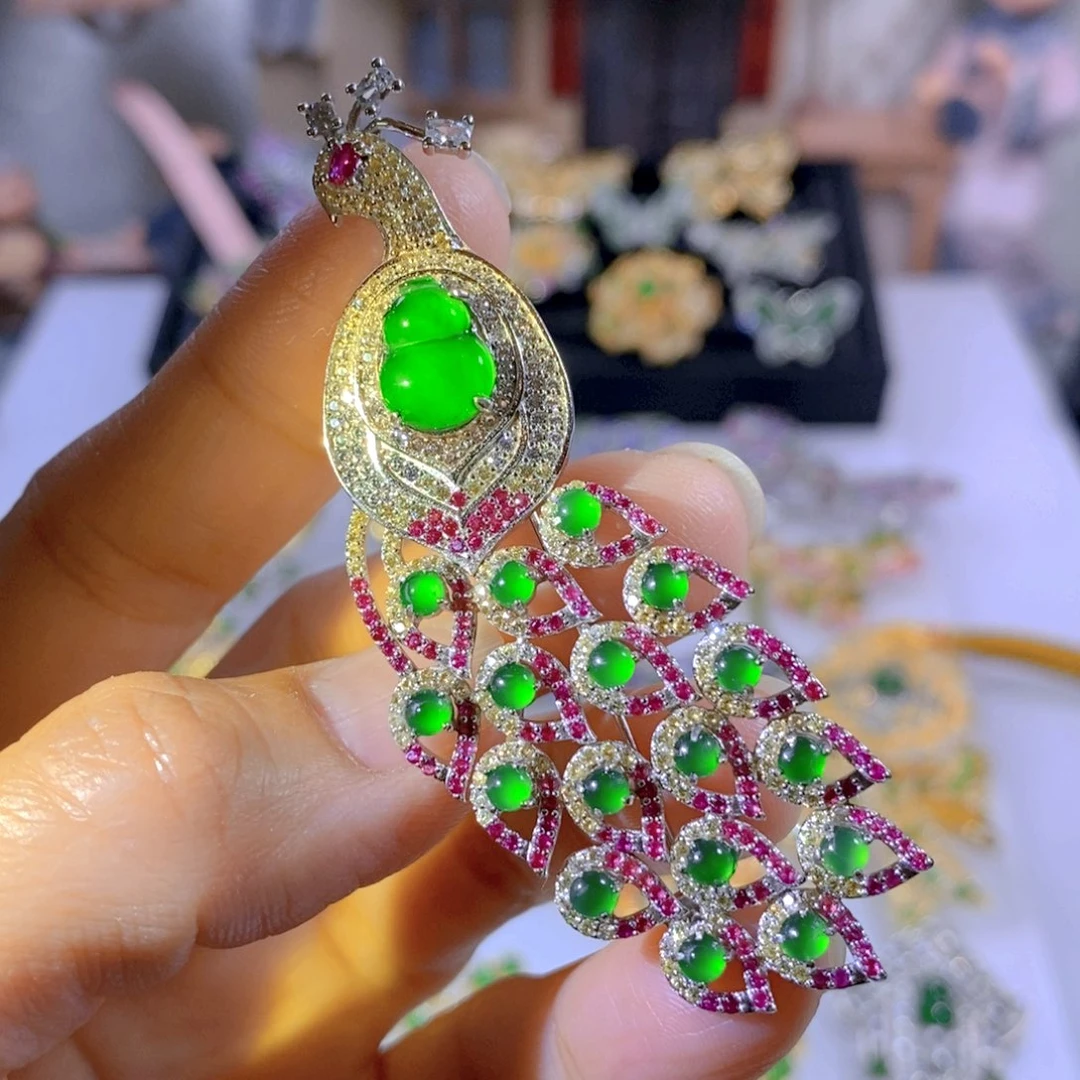 颈饰银S925镶嵌翡翠