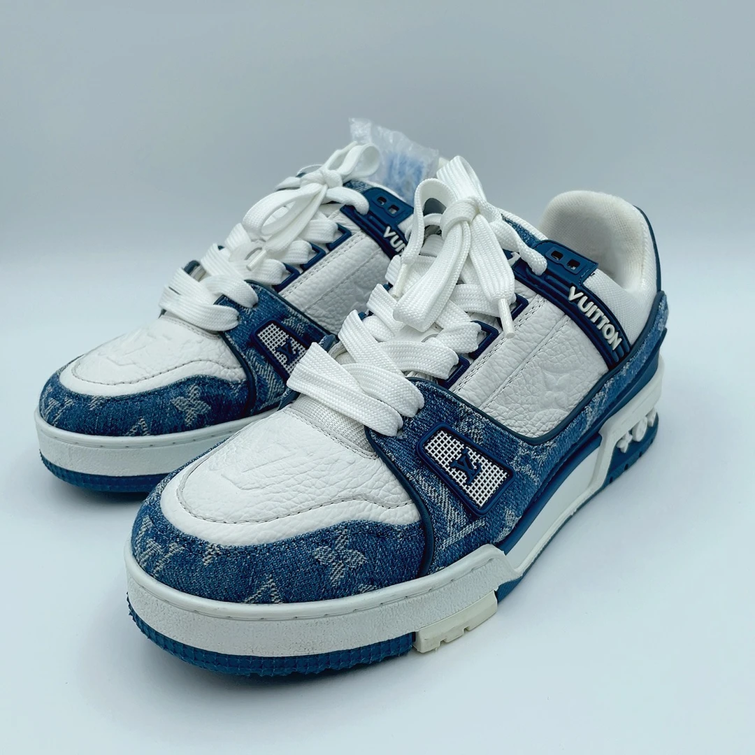 95新 LouisVuitton/路易威登 36 37.5码牛仔蓝trainer板鞋my004