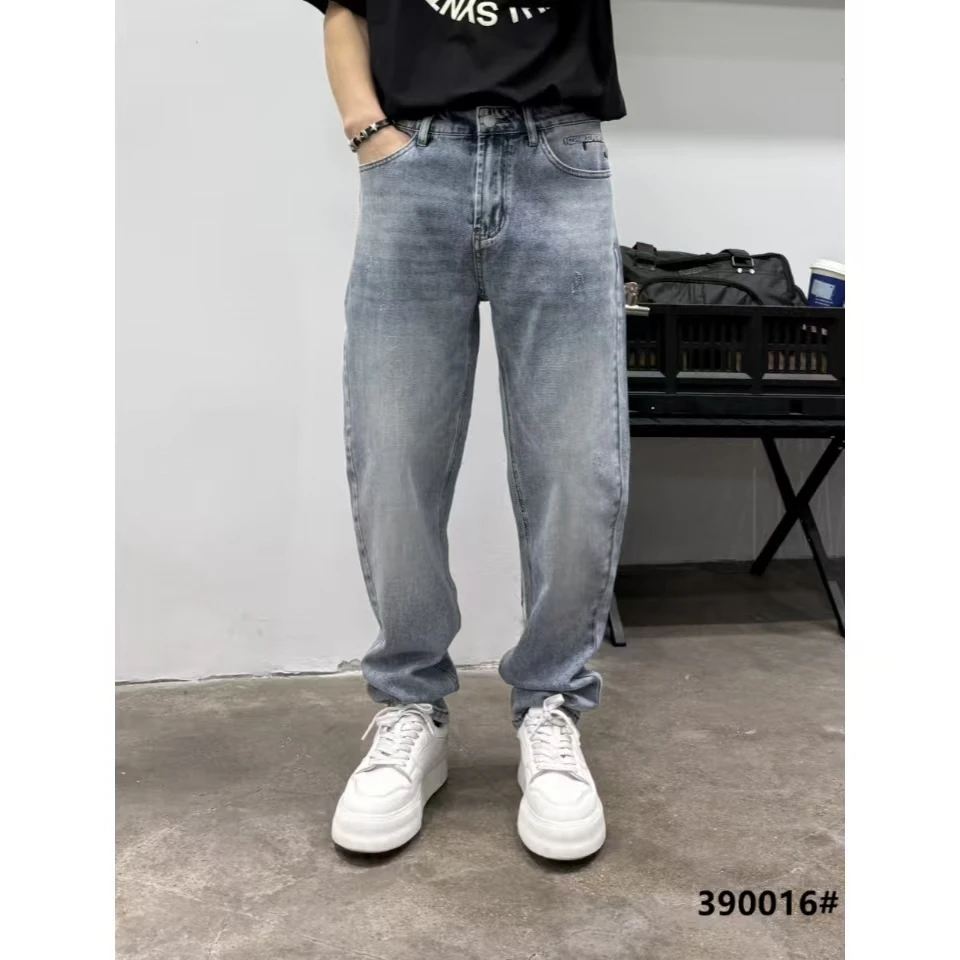 潮流夏季新款长裤水洗牛仔裤时尚休闲裤子男个性百搭宽松直筒秋季