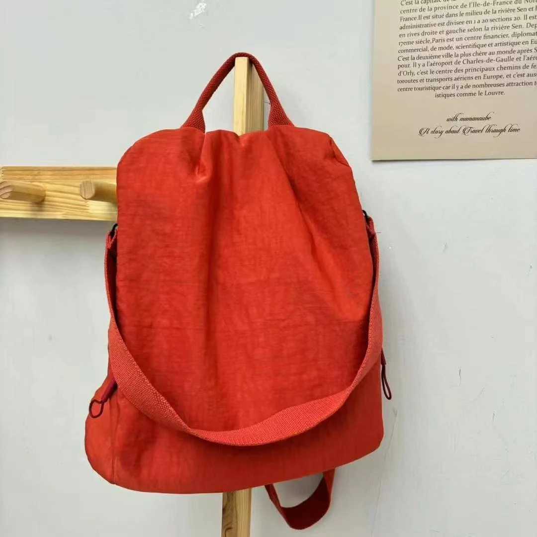 旅游双肩包女时尚防盗纯色单肩牛津布背包文艺范学生书包上课日系