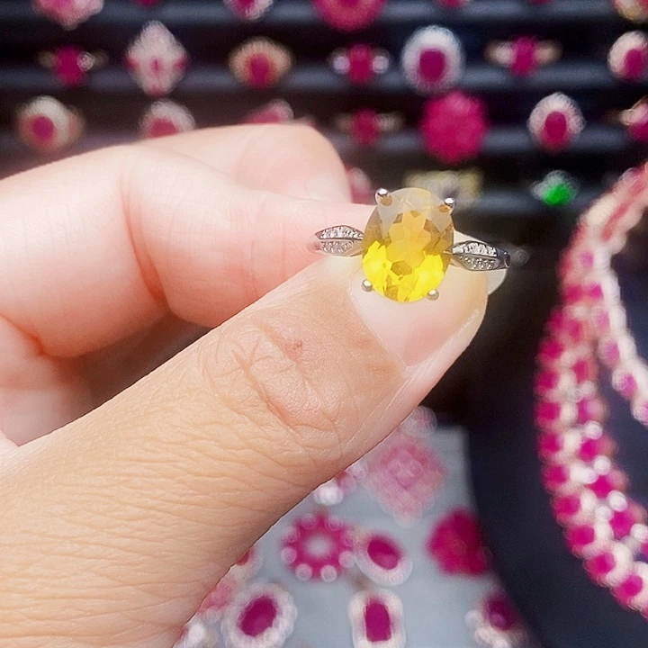 戒指银S925镶嵌黄晶