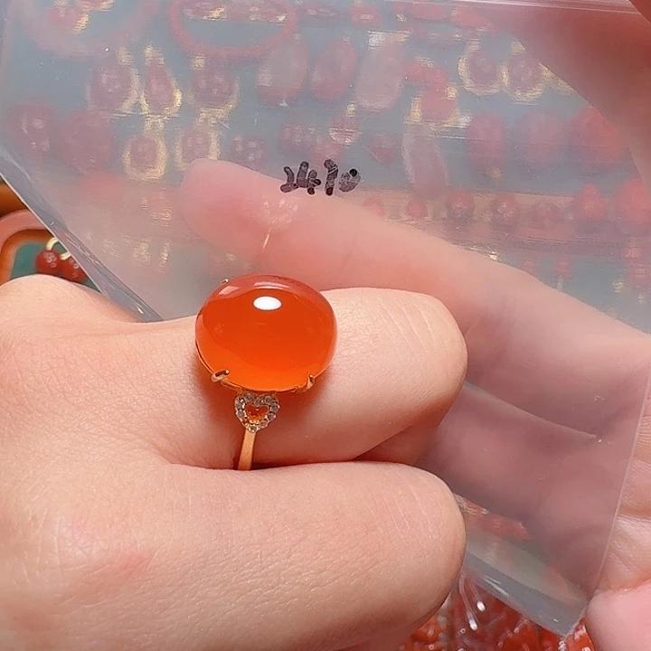 南红玛瑙银S925镶嵌戒指