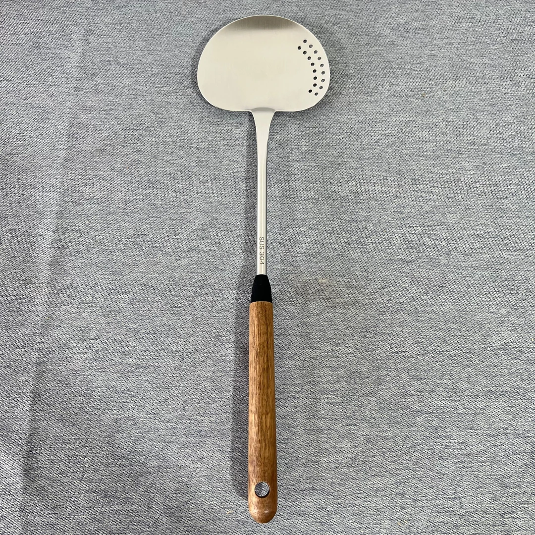 6-612 葫桃木大号有漏铲 304不锈钢铲子 39.5*11CM 重约160G