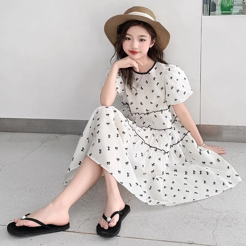 女童夏装时髦雪纺连衣裙女孩中大儿童洋气公主蛋糕裙子夏季潮8岁9