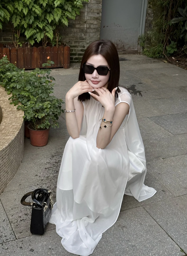 【仙女裙】强推空气感重磅定制面料凉感纱线飘逸两件套无袖连衣裙