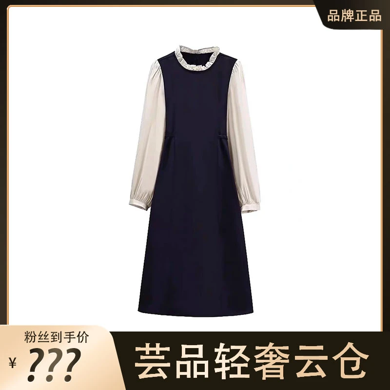 （芸品专属）大码胖妹妹复古假两件长袖连衣裙法式显瘦打底裙1369