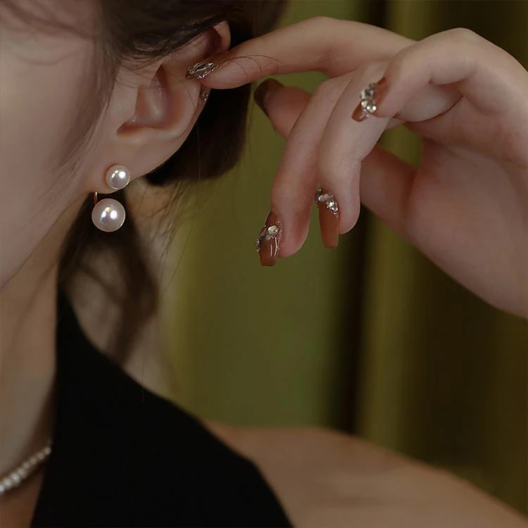 天然淡水珍珠耳钉女设计感百搭时尚两戴耳环精致简约高级气质耳饰