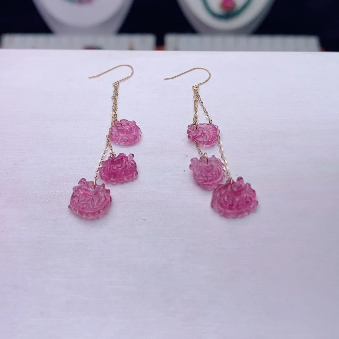 碧玺耳饰18K金镶嵌S***p碧玺A耳饰