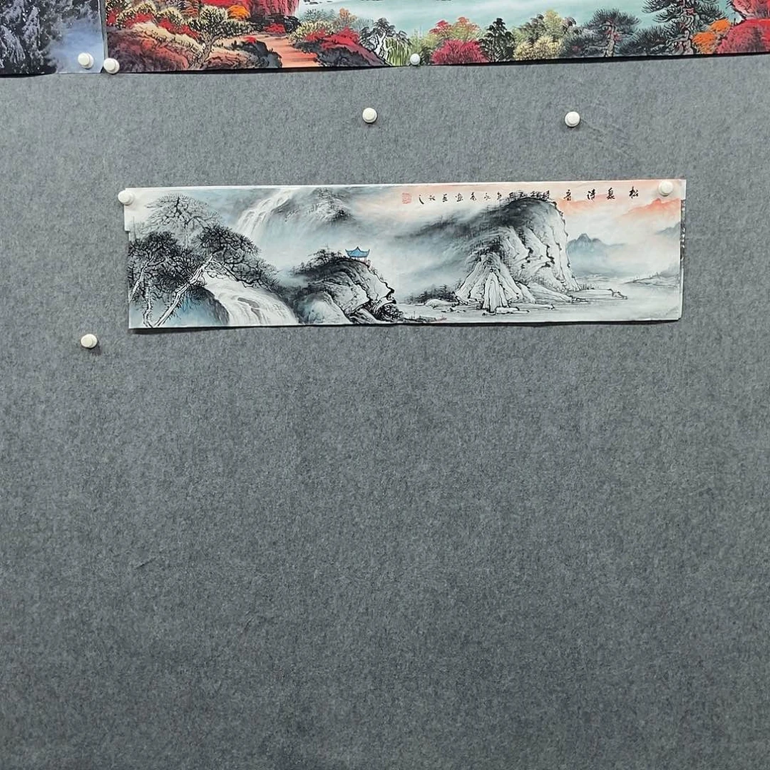 国画四尺对开山水一副