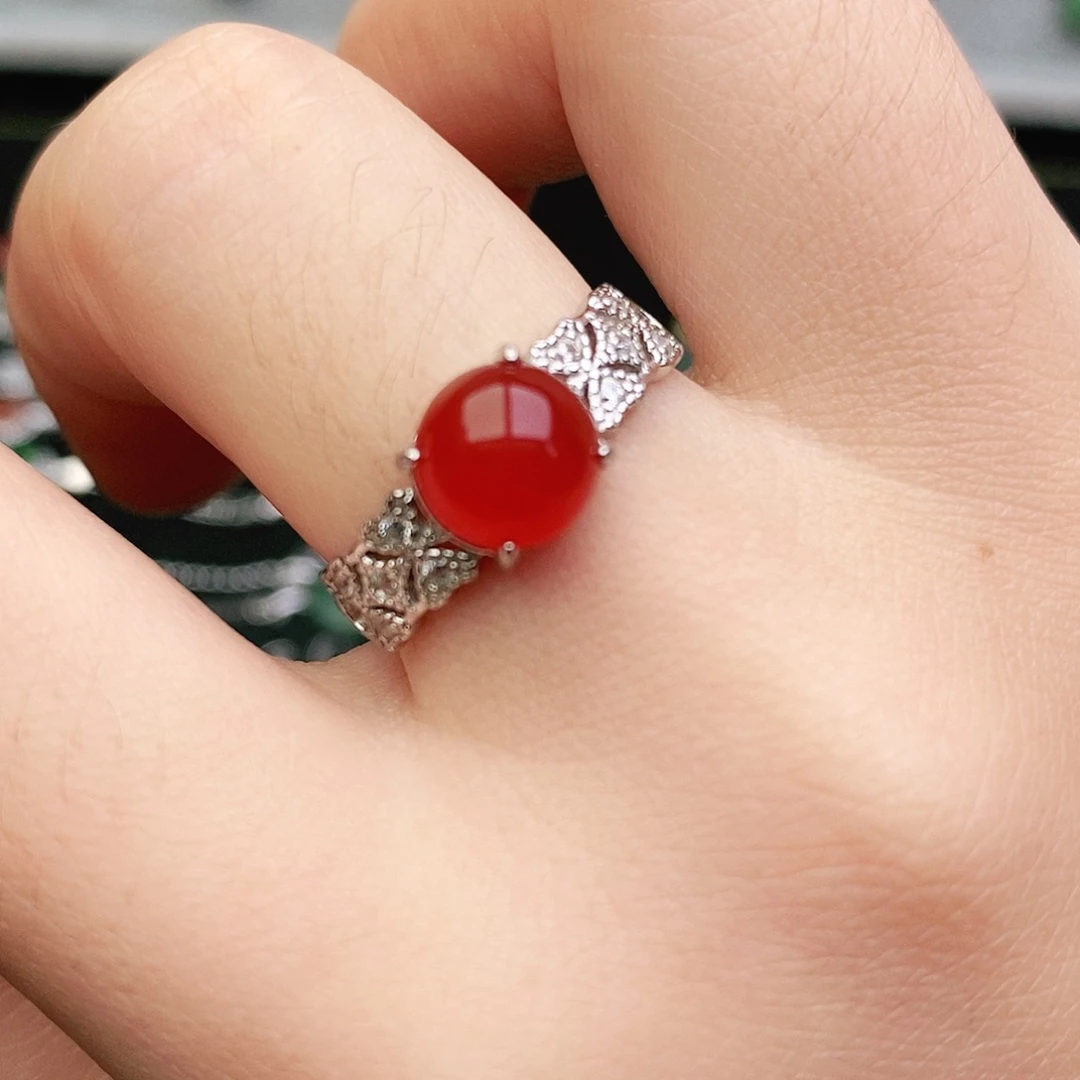 玛瑙/玉髓戒指银S925镶嵌戒指