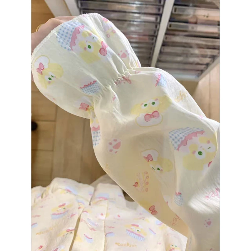 厨师饼饼睡衣女款春秋季长袖云朵棉带胸垫可爱甜美学生家居服套装