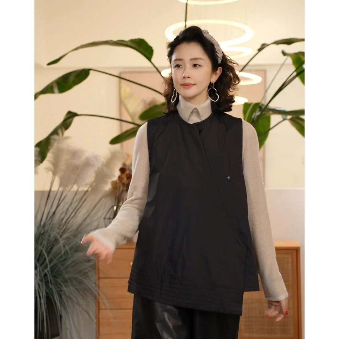 X【叭哒不惑】山生物 圆领时尚纯色百搭简约马甲休闲舒适无袖上衣