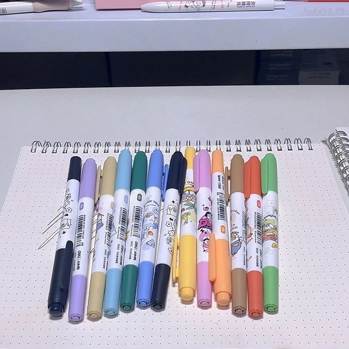 1-14得力水性双头勾线笔12色13支