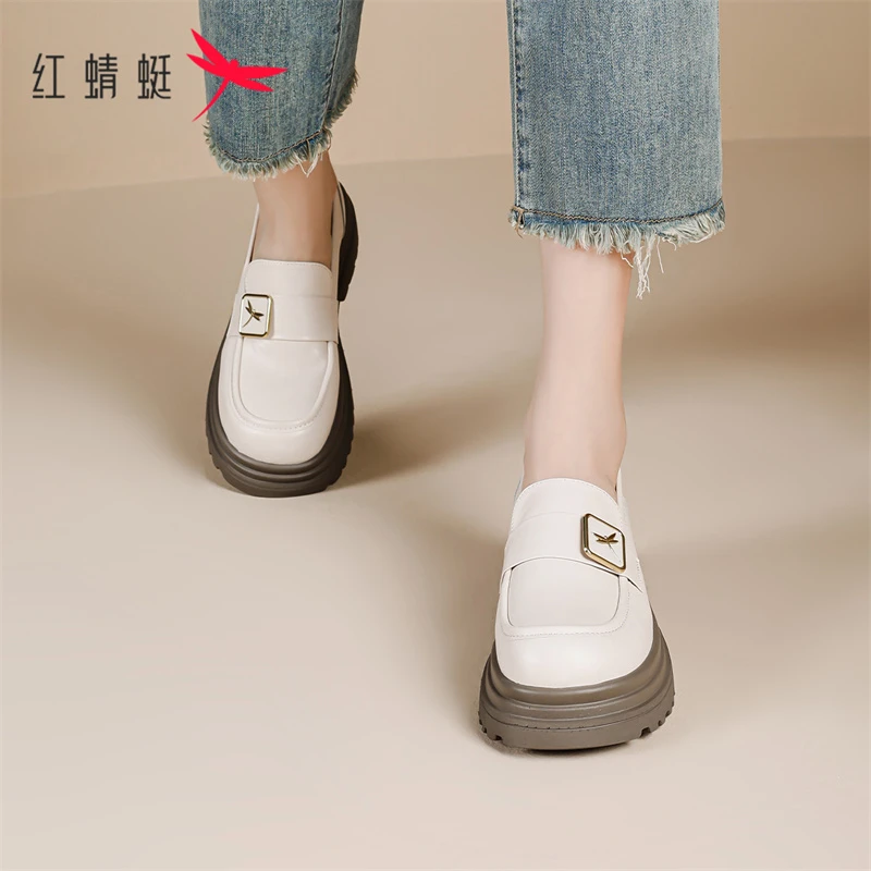 红蜻蜓软底妈妈鞋2025春秋新款休闲鞋子平底单鞋乐福鞋女鞋1152