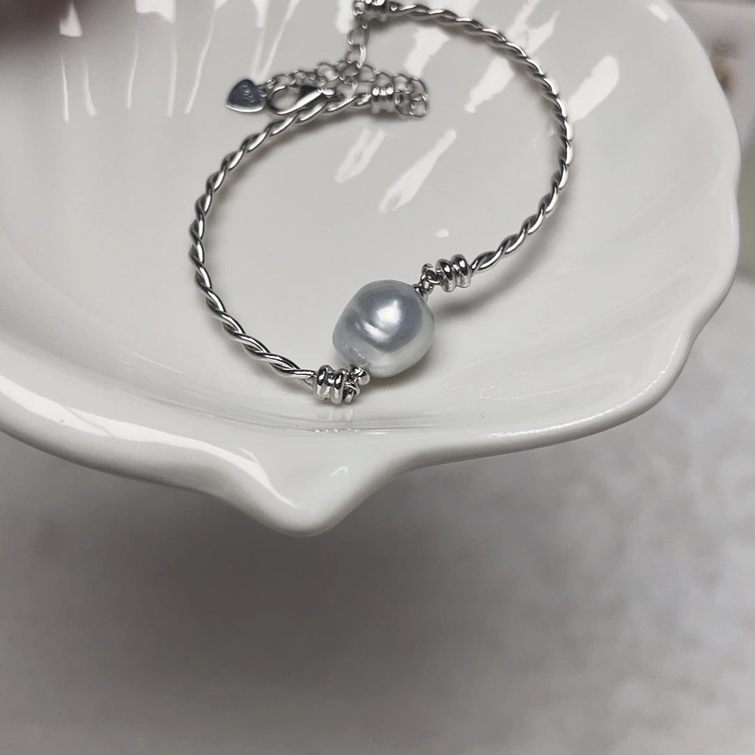 海水珍珠银S925镶嵌手绳