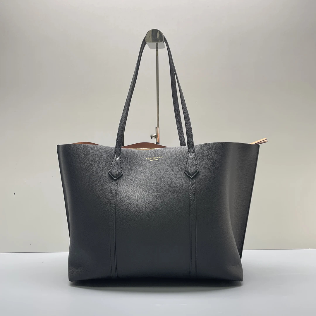 95新 TORY BURCH/汤丽柏琦 perry黑色托特包34*30*14cm
