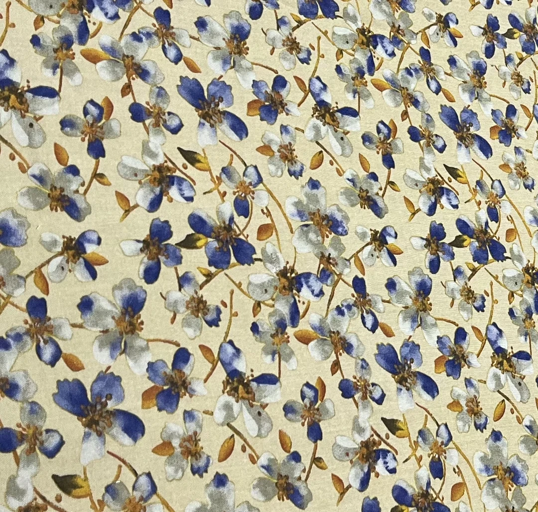 楠楠系！夏天棉绸布雕印！卡其底碎花！【不支持七天无理由退换】