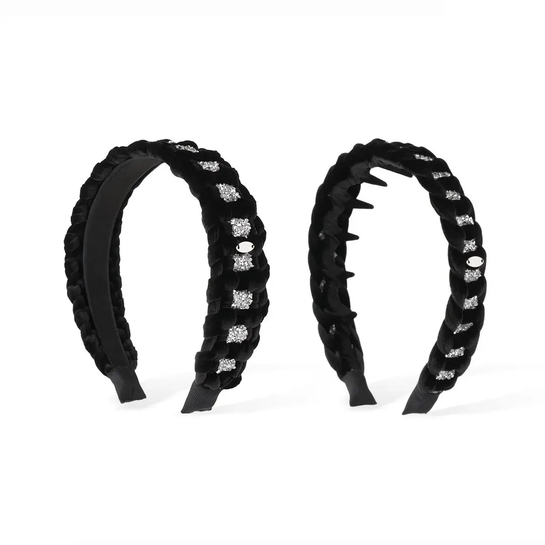 [永恒星河]手工编织碎钻麻花发箍高颅顶水钻高级感饰发箍发圈