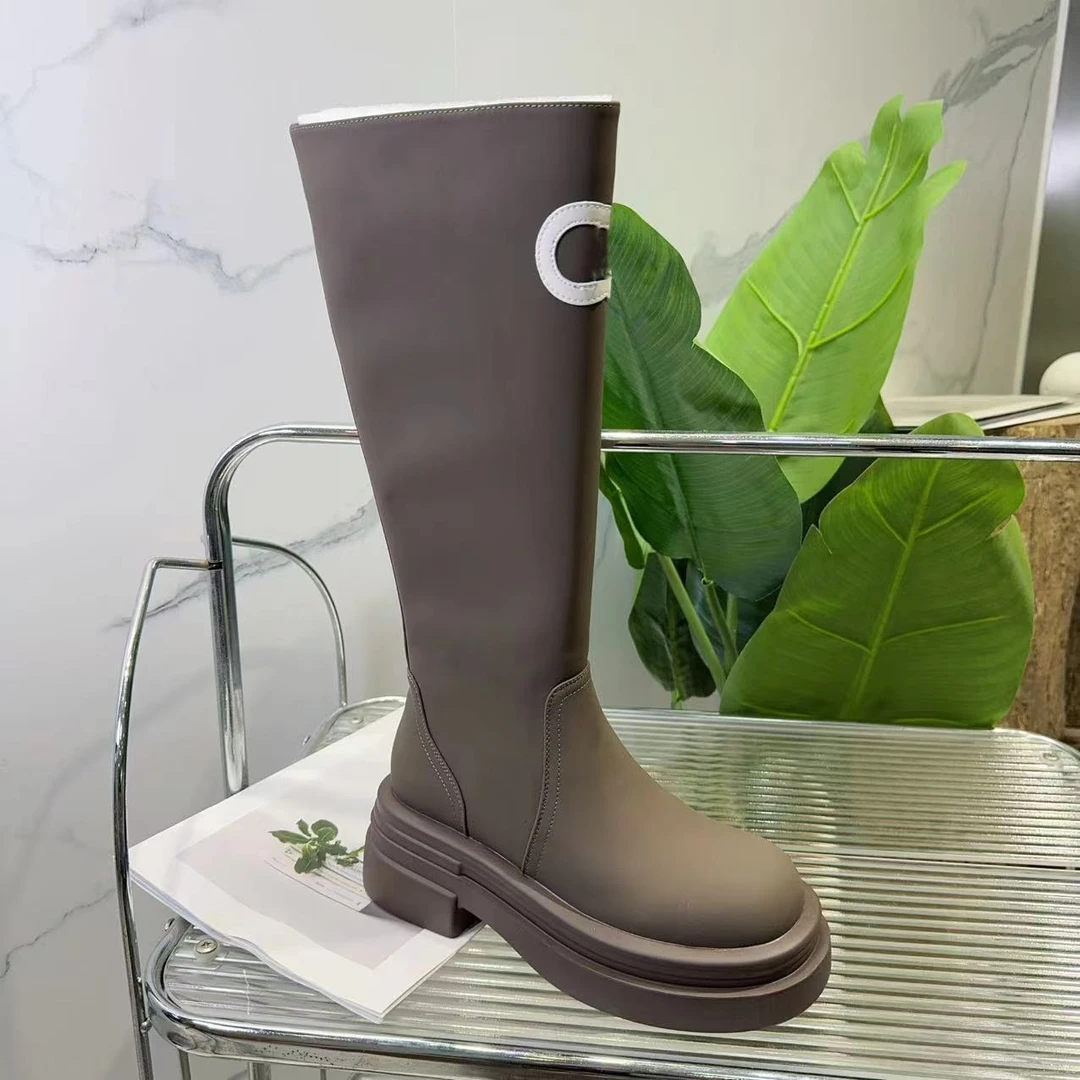 秋冬新款韩版通勤瘦瘦简约厚底裸靴长靴9123-03(不加绒)