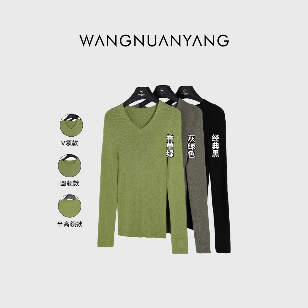 【WNY STUDIO】口碑款打底｜秋新款简约V领打底针织上衣（381382383）