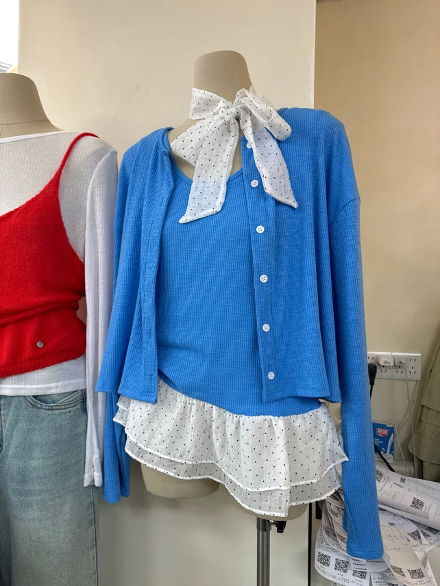 FUYUE波点花边两件套百搭时尚小众