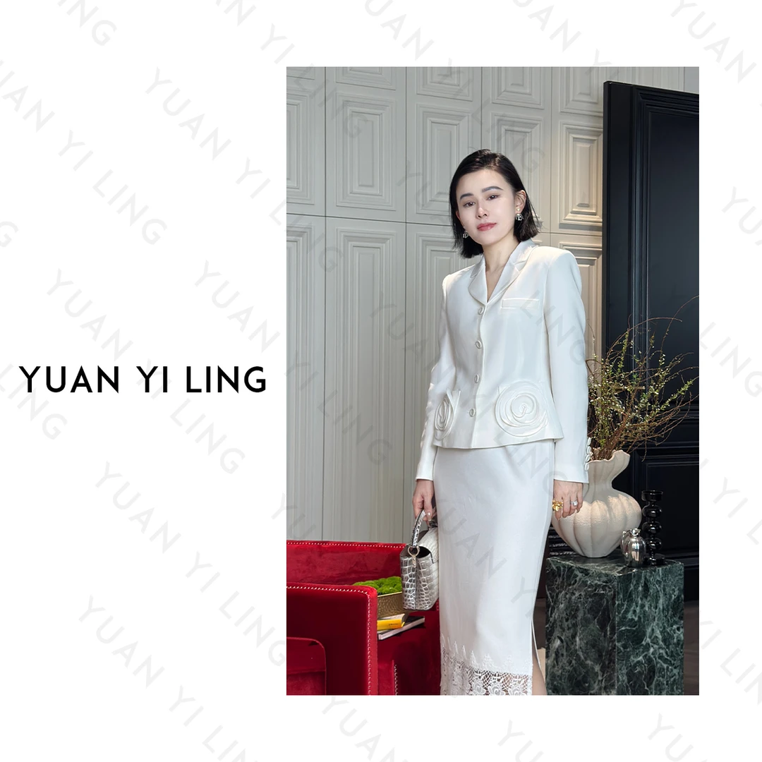 袁艺灵【夜幕玫瑰】25春新醋酸麻立体剪裁收腰纯手工盘花西装