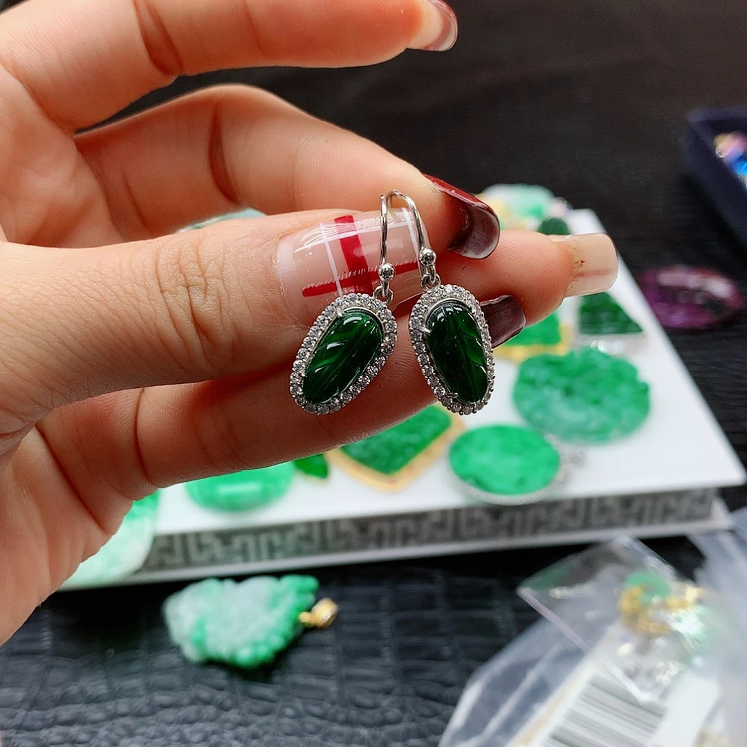 【闪购商品】翡翠耳饰银S925镶嵌，