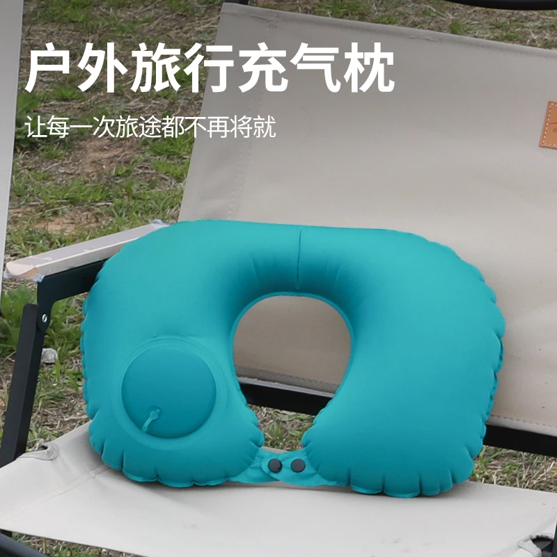 充气u型枕旅行便携颈枕坐车飞机按压式充气枕护颈靠脖枕