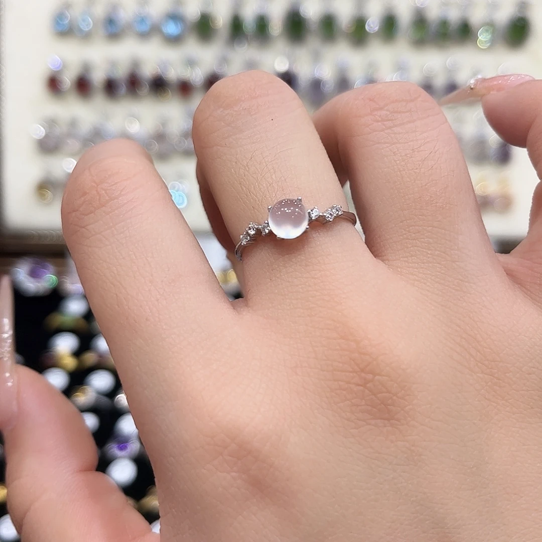 蛇纹石玉银S925镶嵌戒指