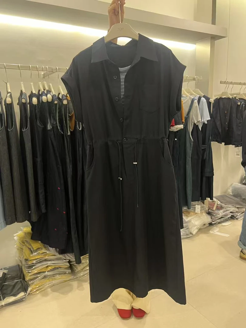 V家 欧洲站抽绳高腰连衣裙
