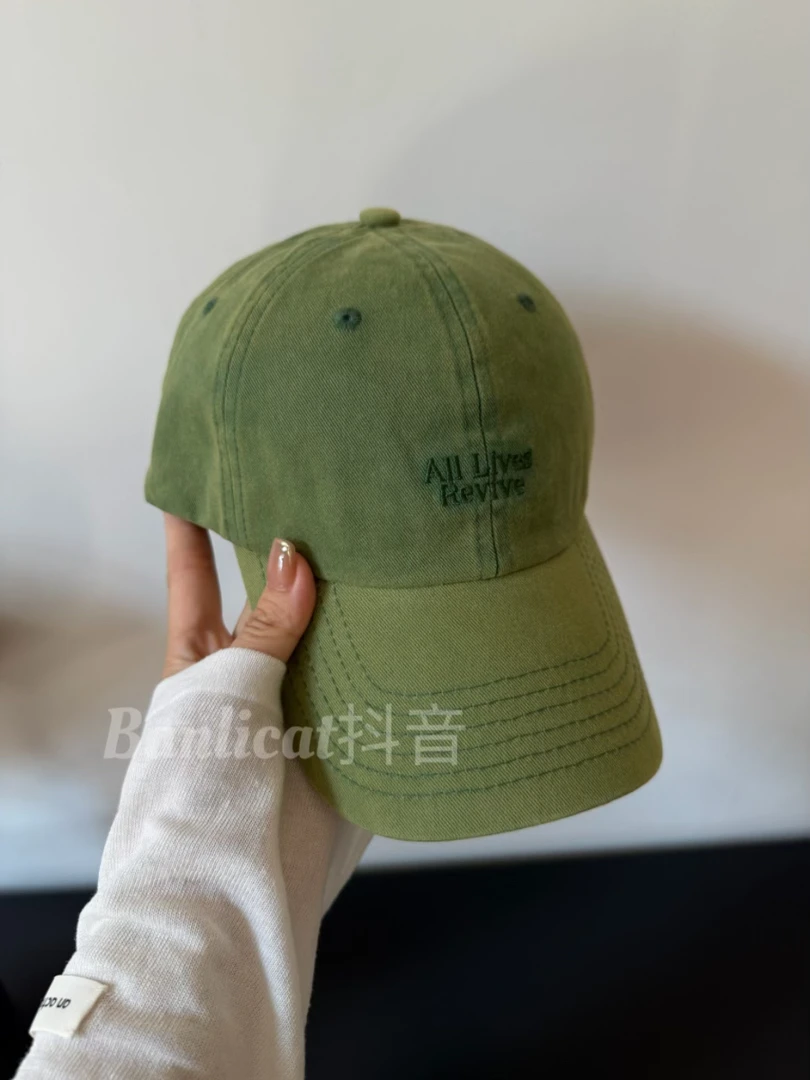 Banlicat 显白绿色圆顶鸭舌帽刺绣棒球帽字母女帽子韩版ins时髦