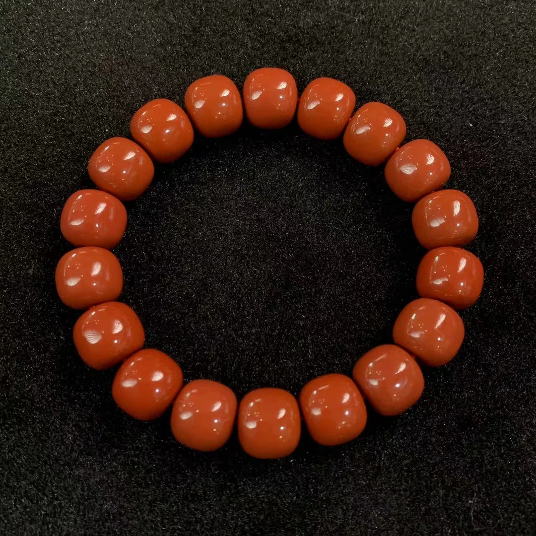 四九城收藏南红朱红老型手串完美归圆收藏级男女同款手串