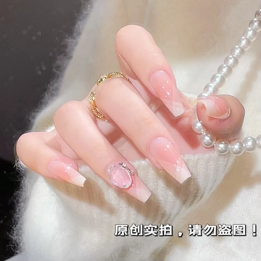 夏一一穿戴甲XS,S,M分尺码高级显白穿戴美甲【奶芙法式】10片装