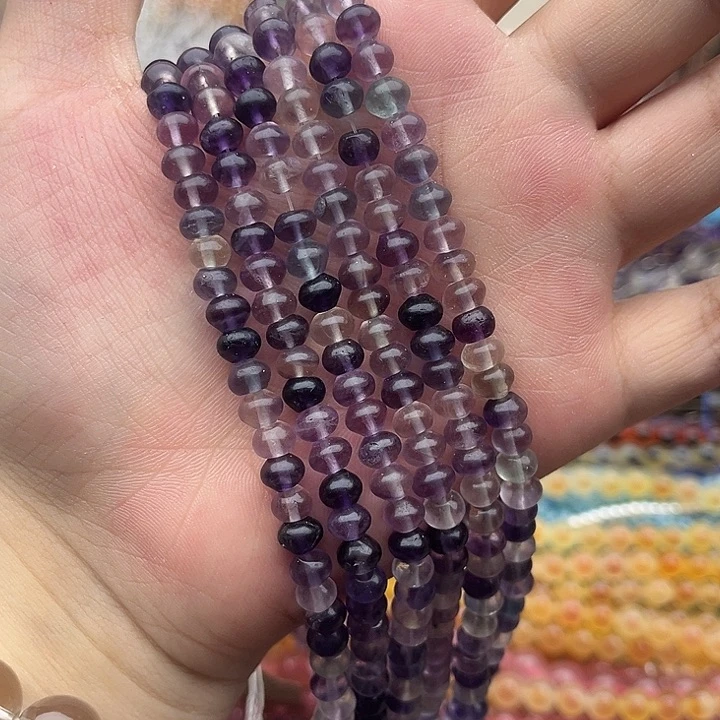 玛瑙/玉髓未镶嵌珠宝半成品一条6mm左右萤石算盘珠