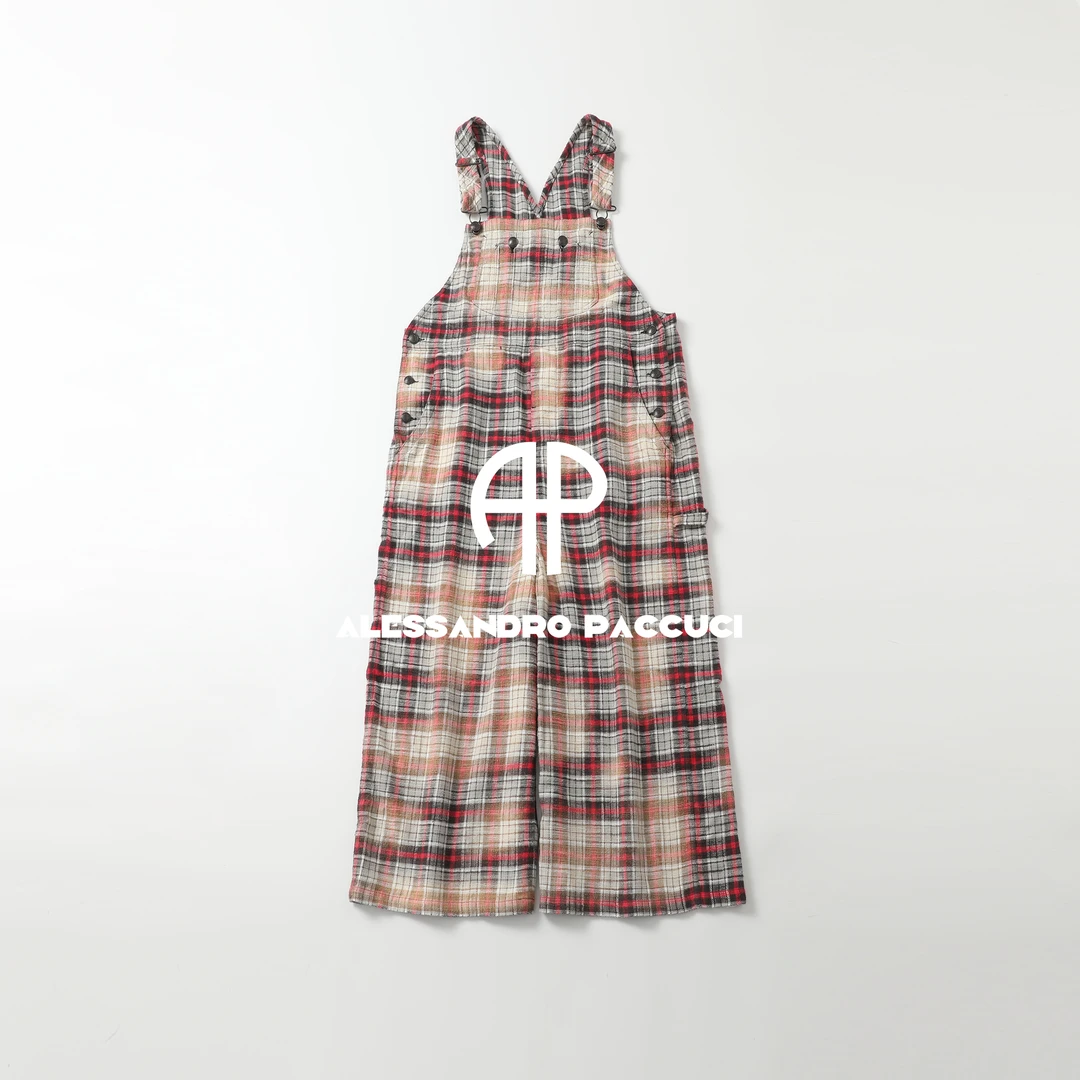 AP洛哥53004ZB【日着色盘】全棉色织格纹可调节肩带复古百搭背带裤