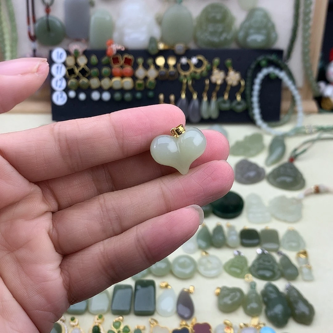 和田玉银S925镶嵌吊坠(不含链)