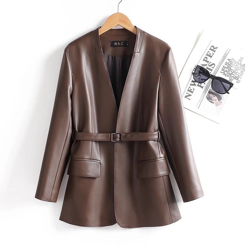 海宁真皮绵羊皮皮西装中长款夹克外套气质LFR260时尚