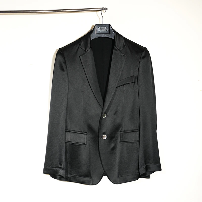 夏季潮牌男装醋酸时尚薄款西装轻奢长袖休闲时尚帅气衬衣ZR8006集