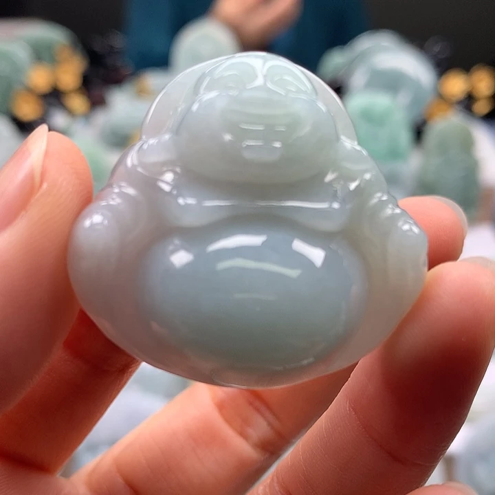 翡翠未镶嵌颈饰笑佛福利卡厚12.6