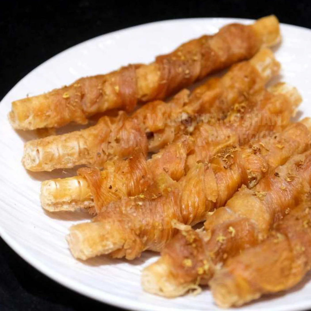 桂香鸡肉裹三文鱼冻干骨 酥脆 宠物烘干零食