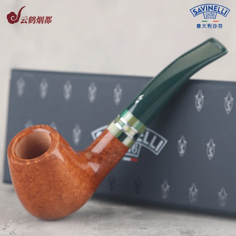 云鹤烟都意大利Savinelli沙芬森林光面P414-628进口石楠木烟斗