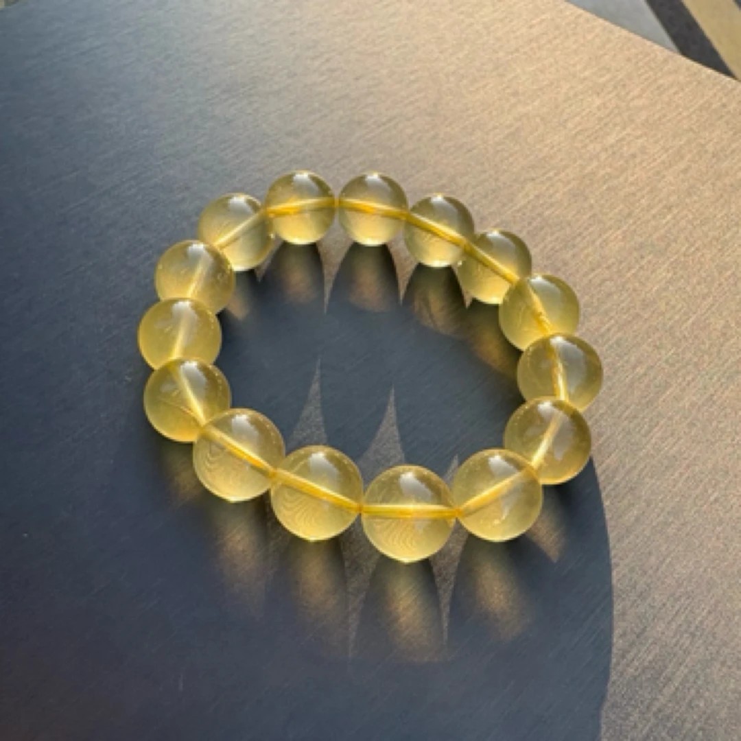 老矿高色天然巴西柠檬黄水晶手串男女适用