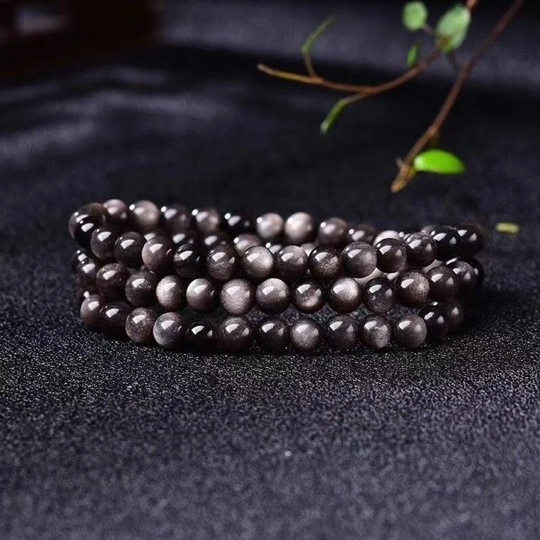 银曜石三圈天然黑曜石双眼多圈正品女款多层长链精美简约时尚百搭