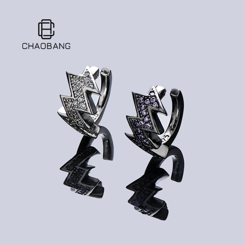chaobang/潮邦 铜合金耳饰 镶钻闪电无耳洞耳骨夹个性高级感饰品