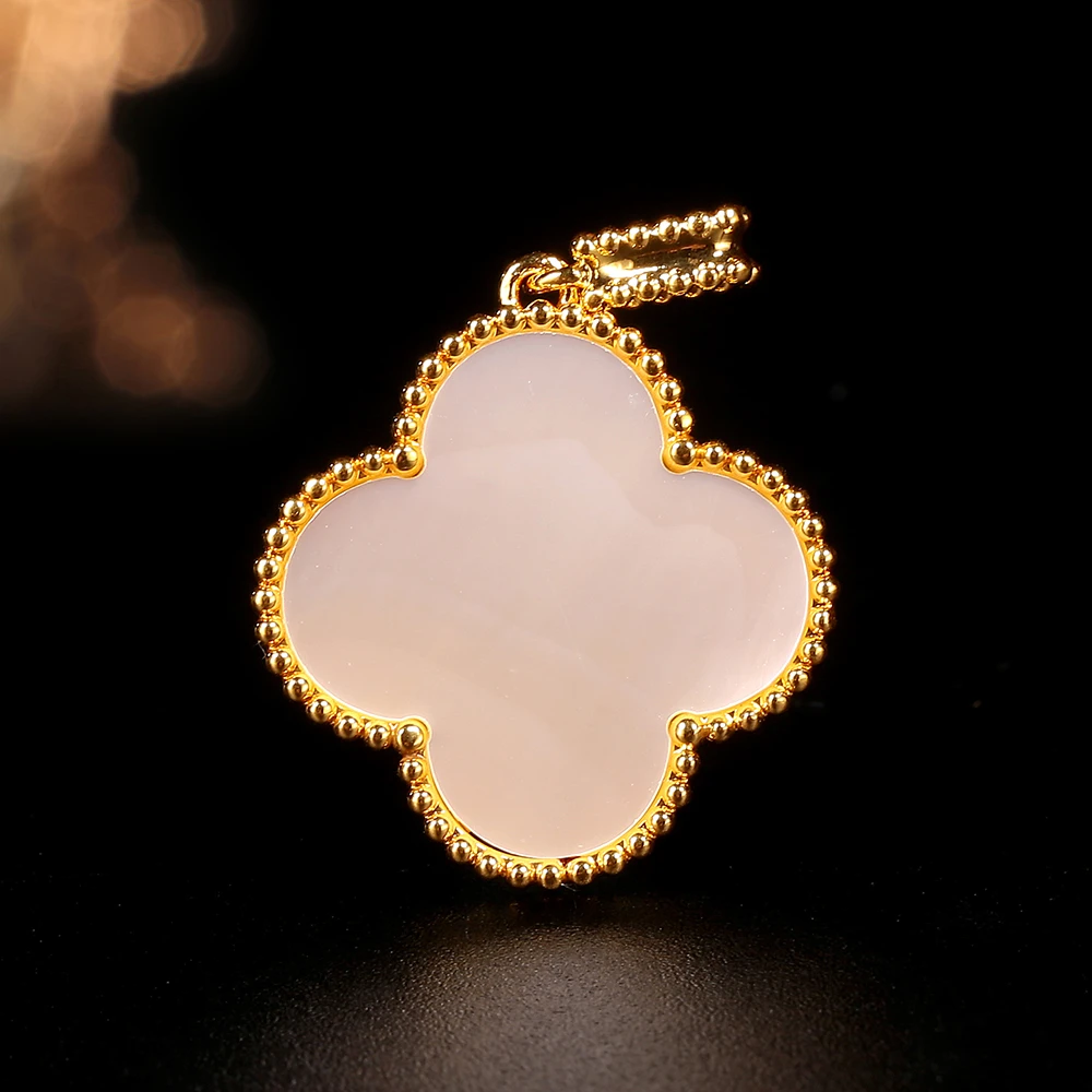 【小洁专属】通体18K金白贝壳（贝母）四叶吊坠20mm （不含链）时尚清新