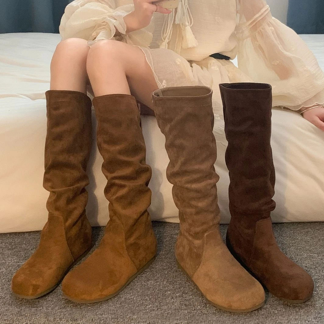 贾不假琥珀系靴子女2025新款秋冬小众废土风堆堆靴增高洋气高级感