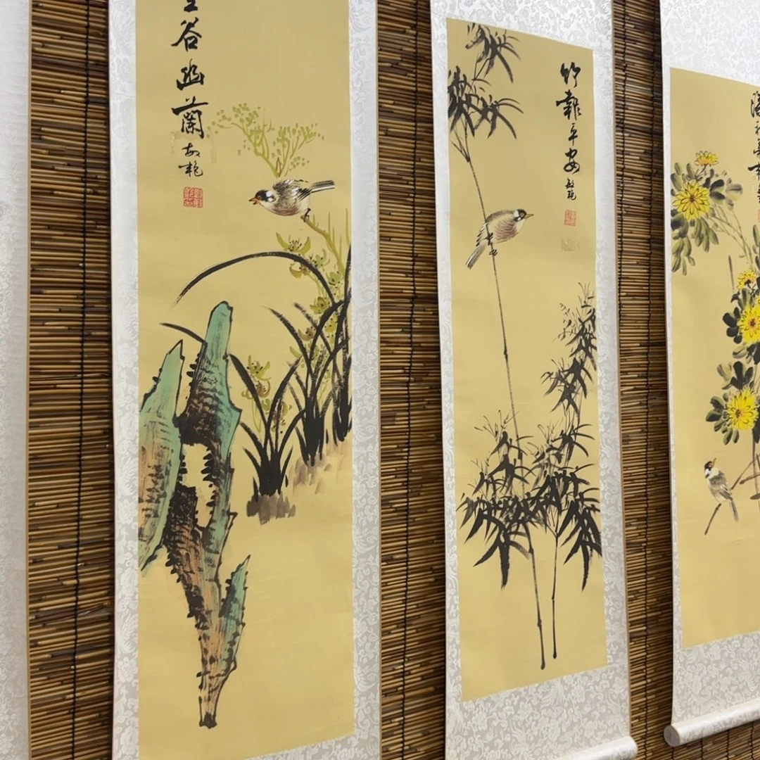 魏***付国画QB四幅一套作品！带证书！只限一单