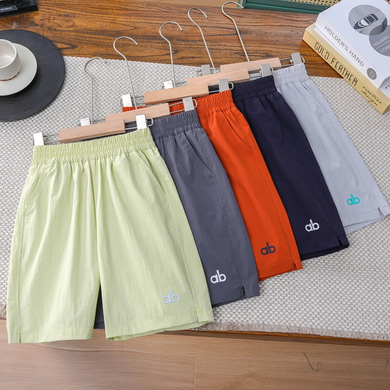儿童lulu皱纯色速干休闲短裤中大童夏薄款五分裤男女童凉感裤